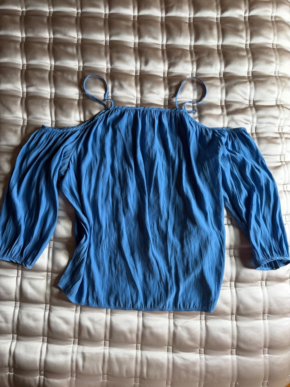 Maje Luciane Bleu Cold Off Shoulder Blue Blouse Top Size 1